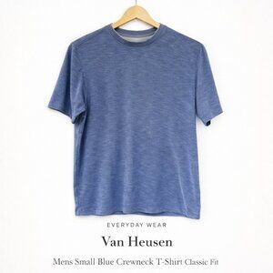 Van Heusen Mens Small Blue Crewneck T-Shirt Classic Fit